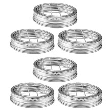 Lot de 6 couvercles intérieurs pour bocaux Mason, couvercles métalliques pour fleurs, couvercles de rangement pour fleurs en grille Mason.