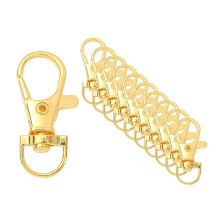 10 ks otočných sponiek z ľahkých zliatin s karabínou v tvare homára, zlatá farba, 35x13 mm, otvor: 8,5 mm