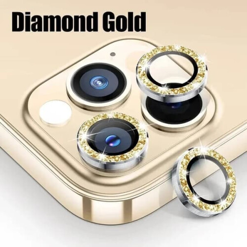 Kit com 3 protetores de lente de câmera com glitter, compatíveis com iPhone 15, 14, 13, 11 Pro Max e Plus; Película de vidro temperado prateado 2