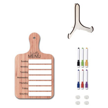Planificateur de Repas pour Réfrigérateur, Tableau de Préparation de Repas Hebdomadaire - Planificateur Hebdomadaire en Bois Magnétique pour