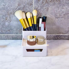 Kleiner Make--Pinselhalter, Organizer, -Kosmetik-Arbeitsplatte, Hautpflege-Aufbewahrung für Schreibtisch, Schminktisch, Badezimmertheke, Weiß