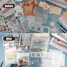 50 Enveloppes de Rangement 7x5 Pouces, Enveloppes en Plastique Refermables, Sac de Rangement pour Tampons Transparents, Découpes, Papier de