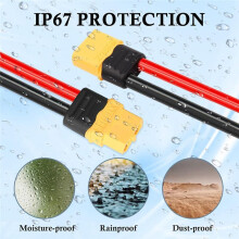 2PCS XT60 Extension Cable 12AWG 1FT XT60 to XT60 Cable with Male to Female Connector for Solar Panel RC Battery