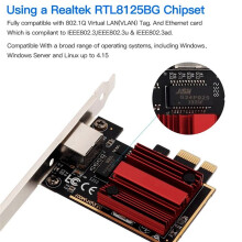 2,5G PCIE zu RJ45 Netzwerkkarte RTL8125B Chip 100/1000Mbps 2,5Gbps Ethernet Wired LAN Controller Adapter für Win7/8/10/11