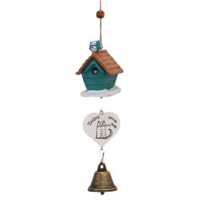 Cage à Oiseaux Carillons Éoliens Dessin Animé Mignon Pastorale Suspendus Ornement Artisanat Maison Jardin Résine Décoration Cadeau Bleu