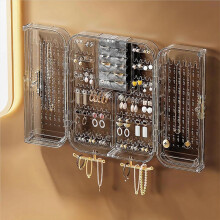Wall Mounted Jewelry Storage,Earring Holder Display Rack,No Punching Transparent Storage Hanging Case,JewelryOrganizer B