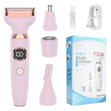4-i-1 Elektrisk Rakapparat för Kvinnor - Smärtfri Hårborttagning för Ansikte, Kropp, Näsa & Ögonbryn Pink