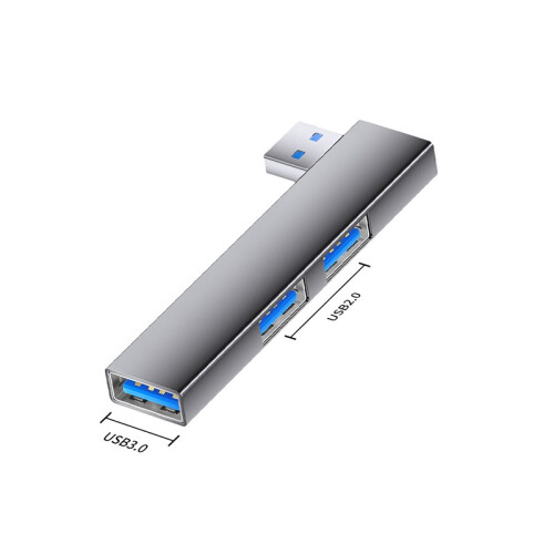 Multi-Port-Expander: USB auf Dual USB 2.0 + USB 3.0 Adapter - Aluminiumlegierung Grey