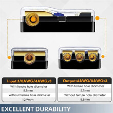 4 Way ANL Fuse Holder, Copper 0/2/4 Gauge to 4/6/8 Gauge 60 Amp Fuse Distribution Block for Car Audio Amplifier