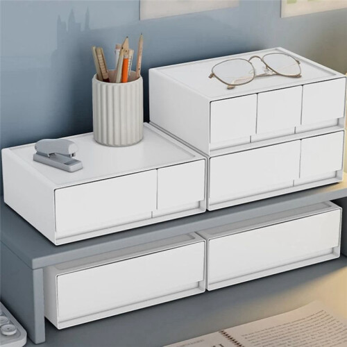 Stackable Desktop Organizer Large Capacity Drawer Storage Box School Stationery Sundries Organizer ,1 Drawer 2
