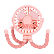 Ventilateur Silencieux Rechargeable par USB Portable Rose 3 Vitesses Réglables avec Fonction D'Éclairage pour Poussette de Siège de Voiture