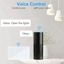 WIFI Touch Light Wall Interruptor Glass Panel 8 Gang Tuya Life for Alexa Home Black
