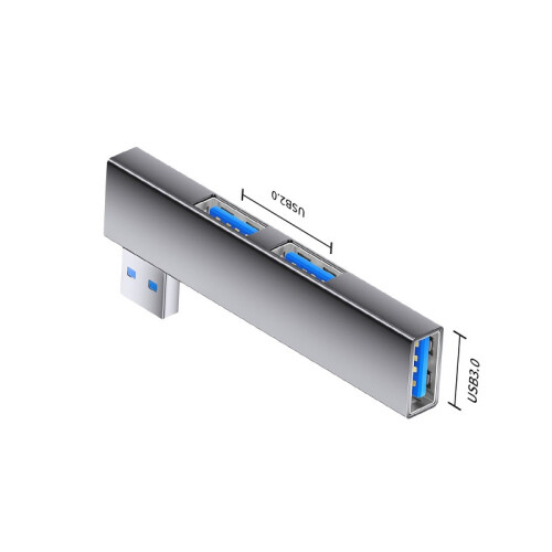 Multi-Port-Expander: USB auf Dual USB 2.0 + USB 3.0 Adapter - Aluminiumlegierung Grey 1