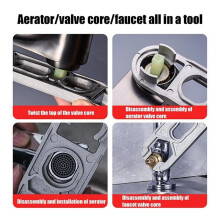 Beluchtersleutel, Draagbaar Aluminiumlegering Loodgietersgereedschap, Ergonomische Kraanbeluchter Reparatiesleutel voor Douche, Keuken, Huis, Hotel
