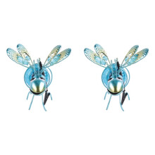2X Estatua de Insecto de Hierro Solar con Luz LED de Hadas, Adorno Colgante para Árbol Al Aire Libre para Decoración de Jardín, Patio y Cerca C