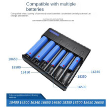 2X Cargador de Batería Eléctrico de 6 Ranuras Indicador LED Inteligente Cargador USB Cargador de Batería Recargable AA/AAA NiMH/NiCd para el Hogar