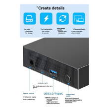 3.5In HDD Case to USB 3.0 Adapter External Hard Drive Enclosure for 2.5In 3.5In SSD Disk 450Mb/S 22TB HDD Case (US)