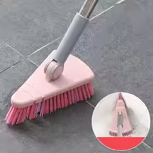 A Long Handled Hard Bristled Triangular Floor Brush, Bathroom Tile  Cleaning Brush