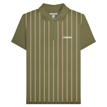 (4XL, Khaki Green/Cream) Lambretta Mens Pinstripe Polo Shirt