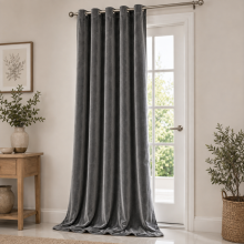 (66 x 84 (Door) Single Panel, Grey) Matt Velvet Curtains-Thermal Insulated Ringtop Ready Made Drapes Dense & Smooth Fabric