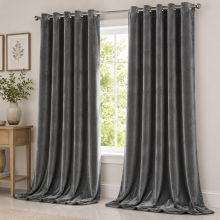 (90 x 90 (Extra Large Window), Grey) Matt Velvet Curtains-Thermal Insulated Ringtop Ready Made Drapes Dense & Smooth Fabric