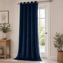 (66 x 84 (Door) Single Panel, Navy Blue) Matt Velvet Curtains-Thermal Insulated Ringtop Ready Made Drapes Dense & Smooth Fabric