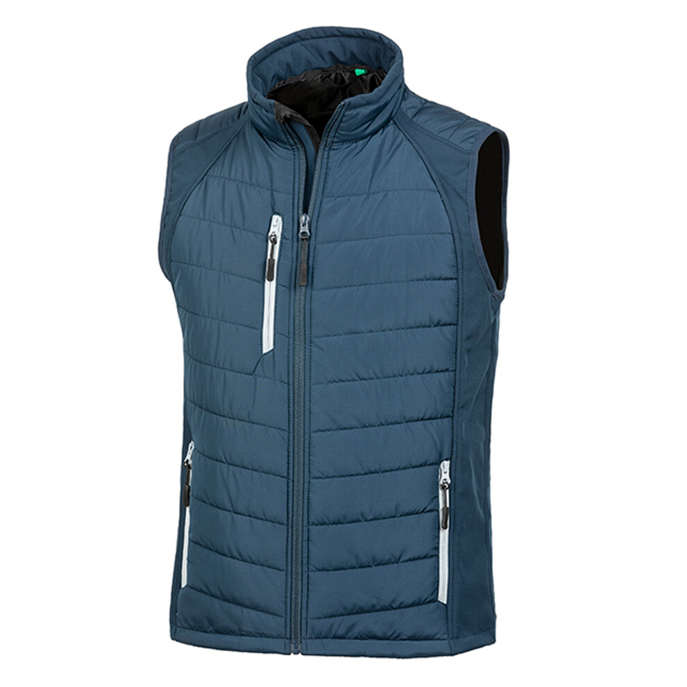 Result (Xxl, Navy/Grey) Mens Black Compass Padded Soft Shell Gilet