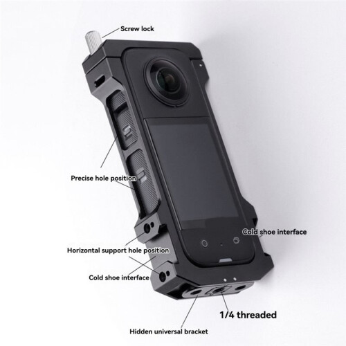 For Insta 360 X3 Metal Protective Cage with Cold Shoe Mount Panoramic Action Camera Case 1