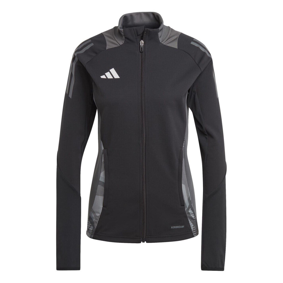 Adidas (12 Uk, Black/Dark Grey) Womens/Ladies Tiro 24 Funnel Neck Raglan Athletic Track Top