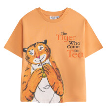 (3-4 Years, Peach) The Tiger Who Came To Tea Boys Character Short-Sleeved T-Shirt