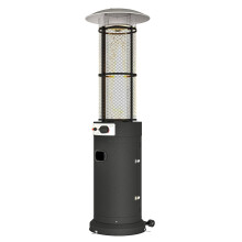 11KW Freestanding Gas Patio Heater, Adjustable Outdoor Propane Heater w/ Tip-Over Switch, Wheels, Pulse Ignition & Tank Room, Black