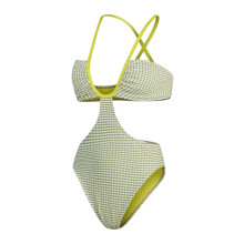 (18 UK, Green) Speedo Womens/Ladies Gingham Cut Out One Piece Swimsuit