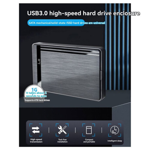 2Pcs 2.5in HDD SSD Enclosure USB 3.0 to  External Hard Drive Case for Laptap Desktop PC Data Transfer