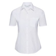 (3XL, White) Russell Collection Ladies/Womens Short Sleeve Poly-Cotton Easy Care Poplin Shirt