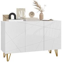Modern White High Gloss Sideboard w/ Hairpin Legs