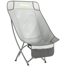 (LIGHT GREY, Metal) Heavy Duty Folding Camping Chair - Light Grey