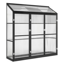 Polycarbonate Lean-to Greenhouse 6x1.5ft Black
