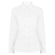 (L, White) Henbury Womens/Ladies Modern Long Sleeve Oxford Shirt