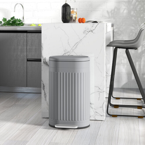 30L Metal Kitchen Bin, with Soft-Close Lid - Grey 1