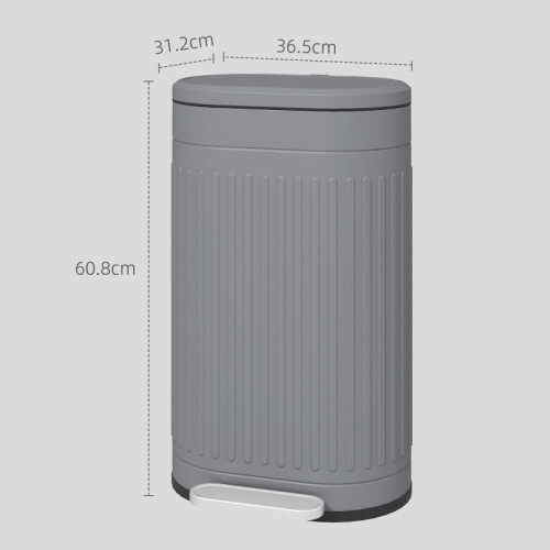 30L Metal Kitchen Bin, with Soft-Close Lid - Grey 2