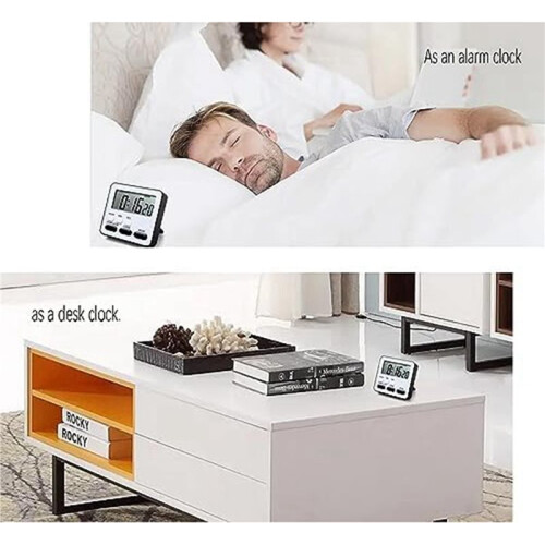 4X Küchen-Timer, Countdown, Countdown, Multifunktionaler Wecker, Schreibtischuhr, Schwarz
