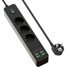 Prodlužovací kabel BKL-03 EU s 6 USB porty Black