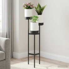 vidaXL Blumenständer Weiß 42 x 39,5 x 125 cm PP und Stahl