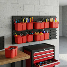 vidaXL Containerregal Schwarz und Rot 77,5 x 2 x 39 cm PP