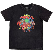 (S, Black) Avengers Unisex Adult Japanese Stone Wash T-Shirt