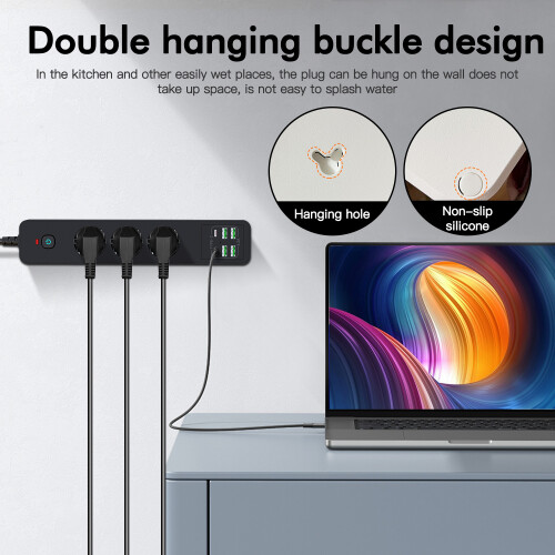 BKL-03 EU-Steckdosenleiste mit 6 USB-Anschlüssen Black 1