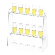 Support de Verre Ă Champagne en Acrylique, Mur Ă Champagne Ă 2 Niveaux avec 10 Fentes, Support de Support Ă Champagne pour Comptoir de FĂŞte