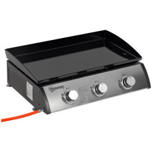 Gas Plancha BBQ Grill, 3 Stainless Steel Burners, 9kW, Portable Tabletop Gas Barbecue w/ Non-Stick Griddle for Camping & Picnic