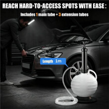 6L Vacuum Oil Extractor Pump - Portable Fluid Extractor Oil Change Pump with 39.4" Main Hose, Three 41" Extension Tubes