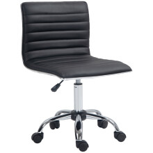 (Black, Faux Leather) Adjustable Swivel Office Chair - Black PU Leather